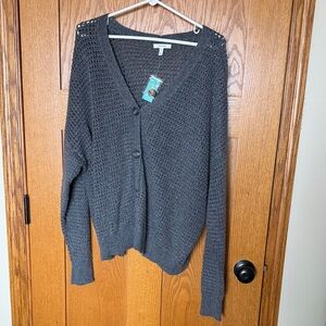 Maurices Charcoal Button-Up Cardigan